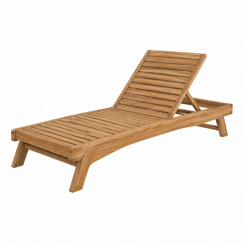 Bain de soleil 200 x 65 cm en bois de teck naturel pour extérieur dossier réglable