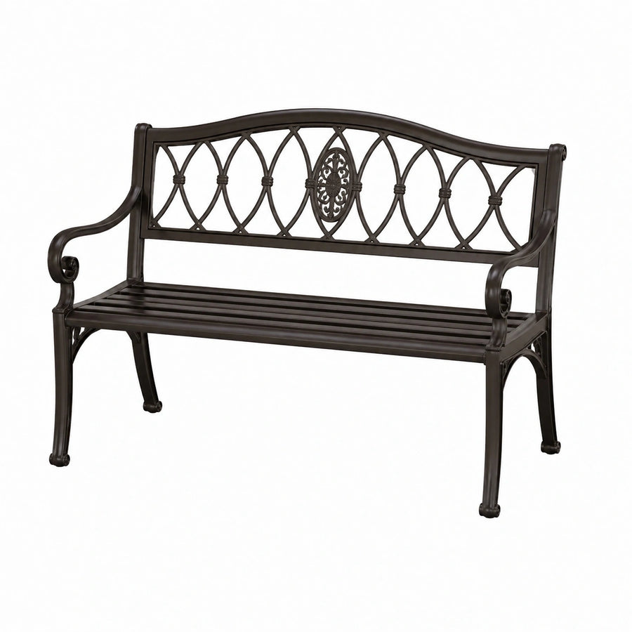 Banc de jardin 127 x 61 x 91 cm en métal brun style classique à dossier ajouré