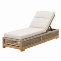 Chaise longue de jardin 200 x 75 cm en bois et corde beige dossier réglable