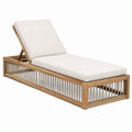 Bain de soleil 200 x 75 cm en bois naturel et corde écru pour extérieur dossier réglable