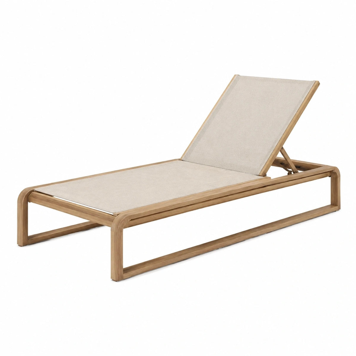 Chaise longue 200 x 70 cm en bois et toile beige dossier réglable pour extérieur