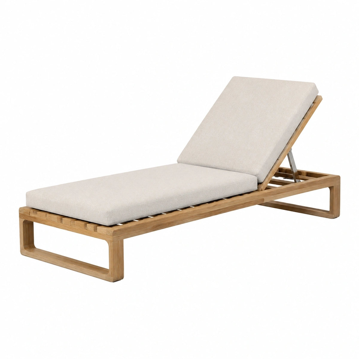 Chaise longue de jardin 200 x 70 cm en bois beige avec dossier réglable