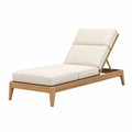 Chaise longue de jardin 200 x 70 cm en bois et tissu beige - dossier réglable