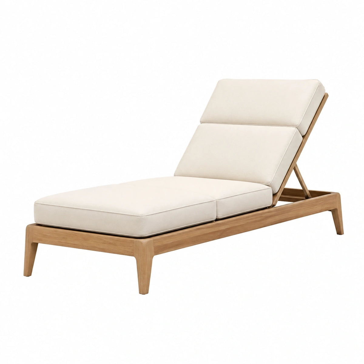 Chaise longue de jardin 200 x 70 cm en bois et tissu beige - dossier réglable