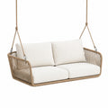 Canapé balancelle suspendu 2 places 130 x 70 x 60 cm corde tressée beige extérieur