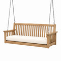 Balancelle de jardin 150 x 65 x 65 cm en bois naturel avec assise crème suspendue