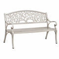 Banc de jardin 127 x 61 x 91 cm en métal gris avec dossier arbre style classique