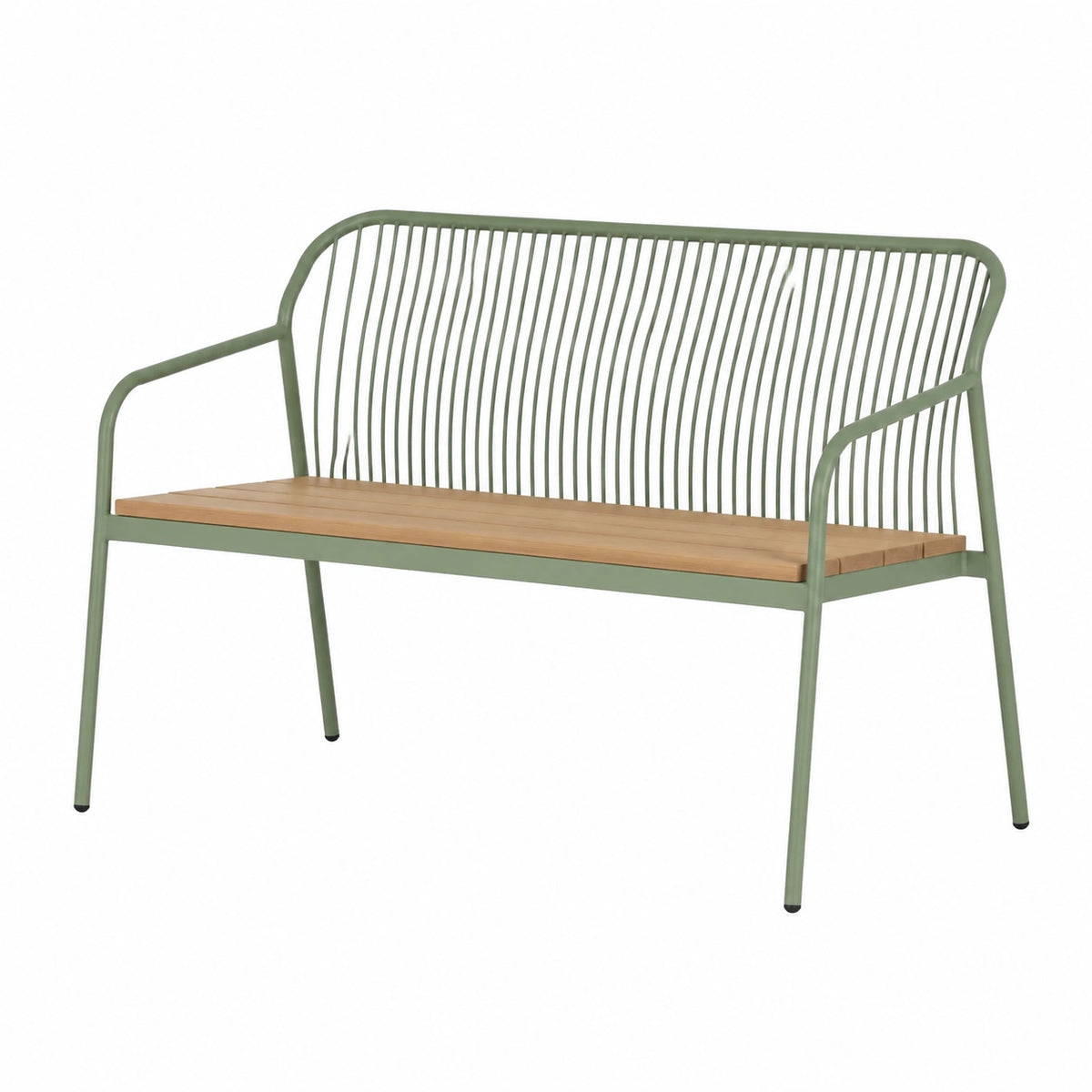 Banc de jardin 120 x 60 x 85 cm en métal vert et bois style contemporain