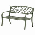 Banc de jardin 123 x 60 x 88 cm en métal vert avec dossier décoratif