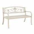 Banc de jardin 122 x 60 x 91 cm en métal blanc style romantique à dossier ajouré