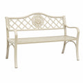 Banc de jardin 122 x 61 x 90 cm en métal blanc cassé avec accoudoirs style classique