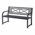 Banc de jardin 120 x 60 x 85 cm en acier noir avec accoudoirs style classique