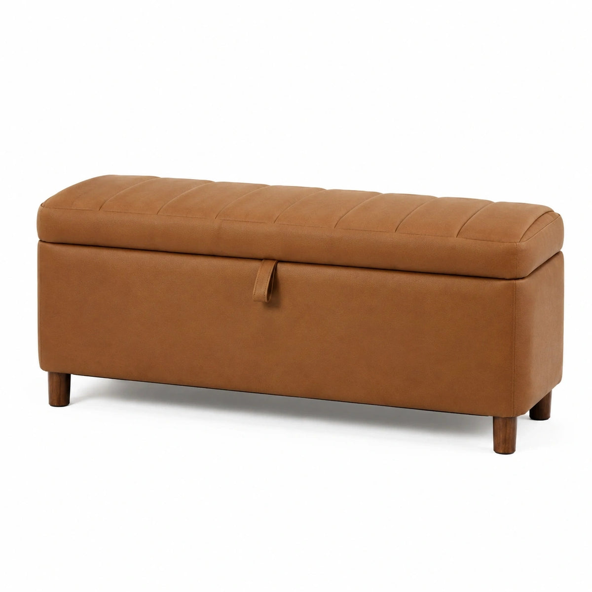 Banc coffre 110 x 45 x 48 cm revêtement synthétique marron assise capitonnée style contemporain