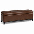 Banc coffre 120 x 45 x 45 cm en similicuir marron style industriel avec rangement
