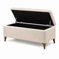 Banc coffre 100 x 40 x 45 cm en tissu côtelé beige avec rangement style moderne